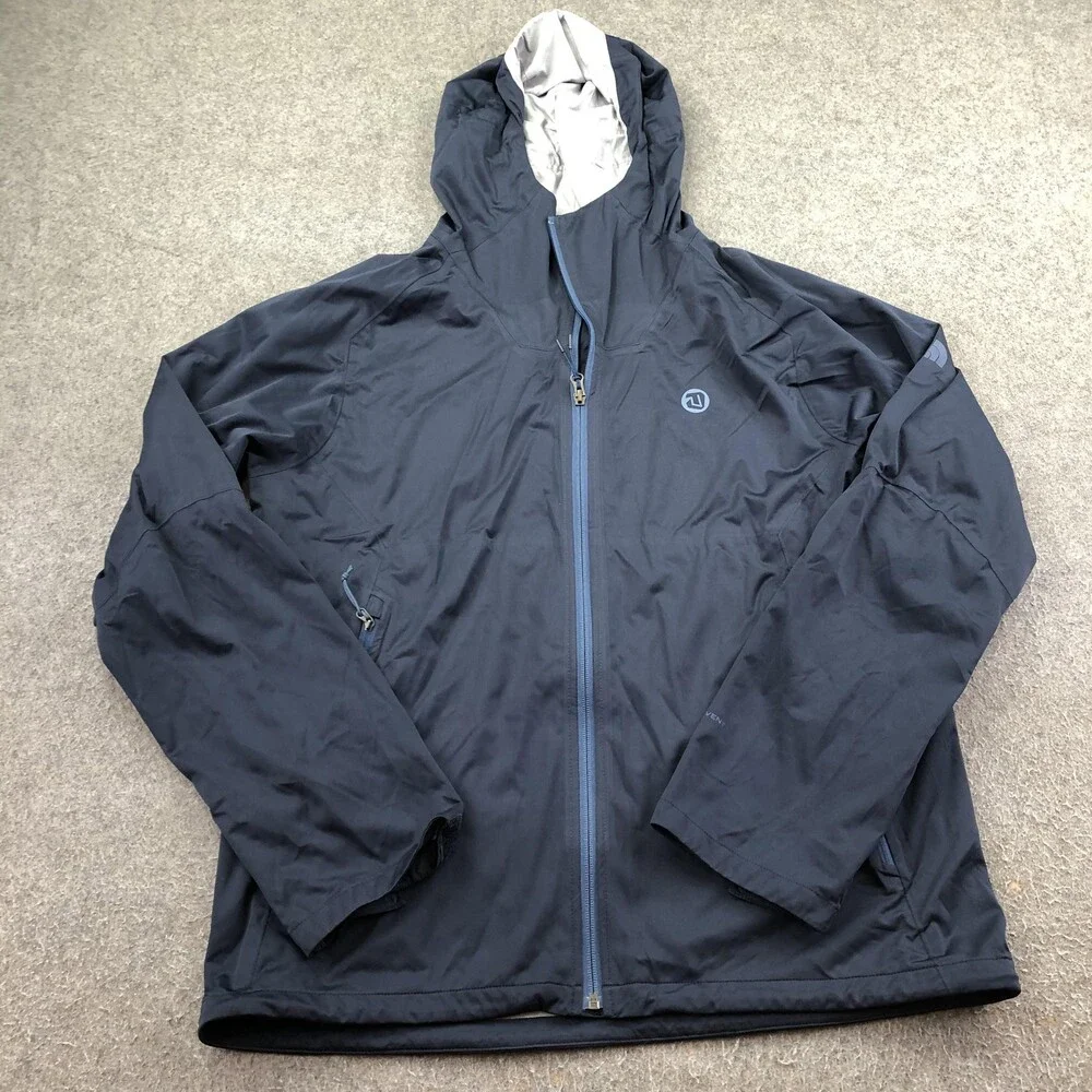 The North Face Jacket Mens Large Blue Hooded Waterproof Rain Shell Full Zip